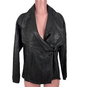 Autunno Black Leather Jacket Small Draped Moto